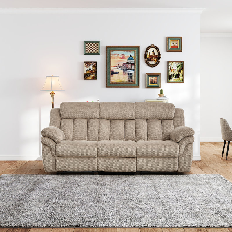 Canapé inclinable manuel en chenille de 87,4 po de largeur avec ananas et confort, Sable