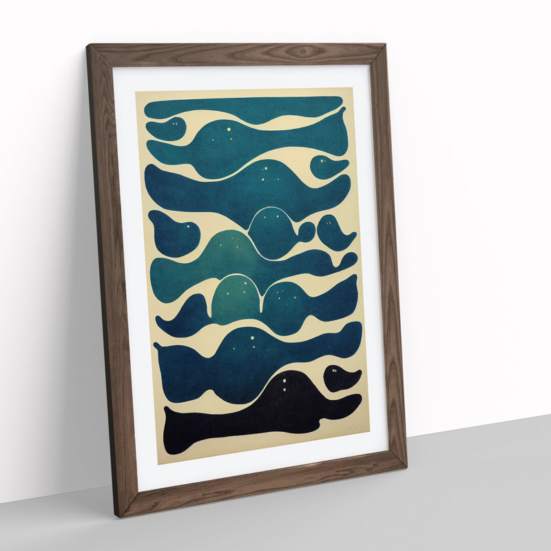 Retro Abstract Art No.7 - Framed Print, 46cm H x 34cm W x 2cm D, Walnut Framed