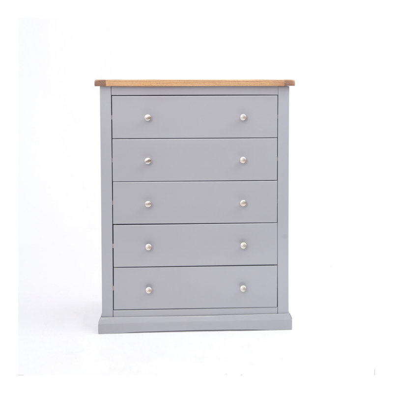 Minard 90cm W 5 - Drawer Chest of Drawers, Grey/Chrome