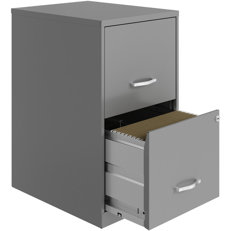 Silver 18" Vertical 2-Drawer Lockable File Cabinet