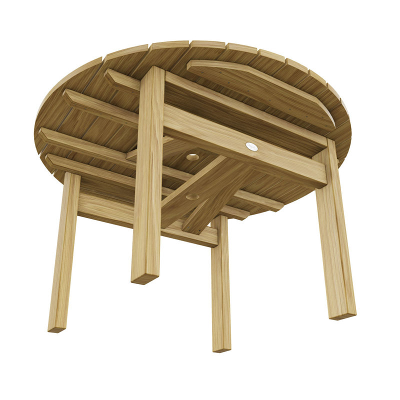 Round Redwood Outdoor Dining Table With Umbrella Hole , 156cm W 156cm D, 71cm H x 127cm W x 127cm D