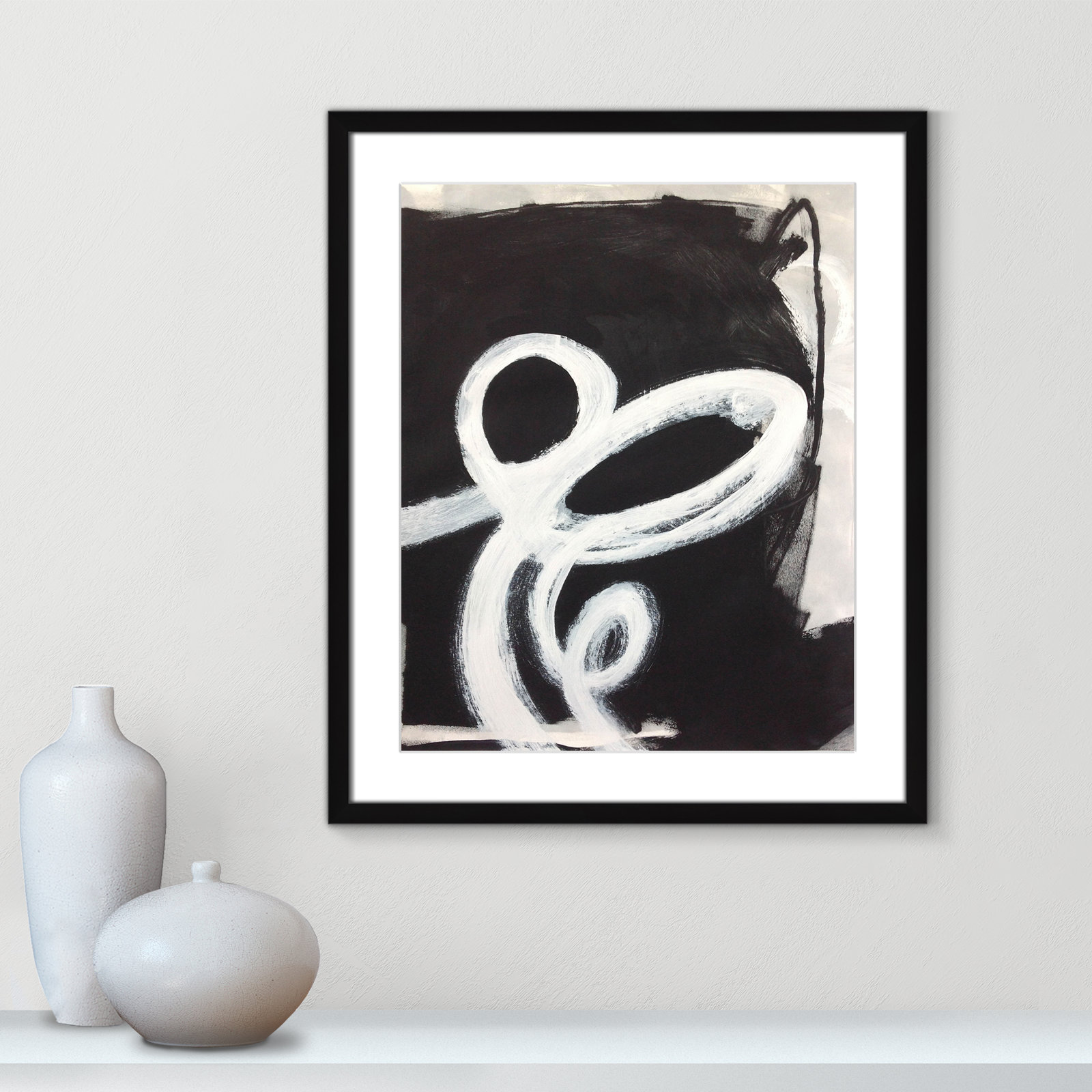 Bronte "Swirly Swirls II" Print, Yes, 25.5" H x 21.5" W x 1.25" D, Black Single Picture Frame