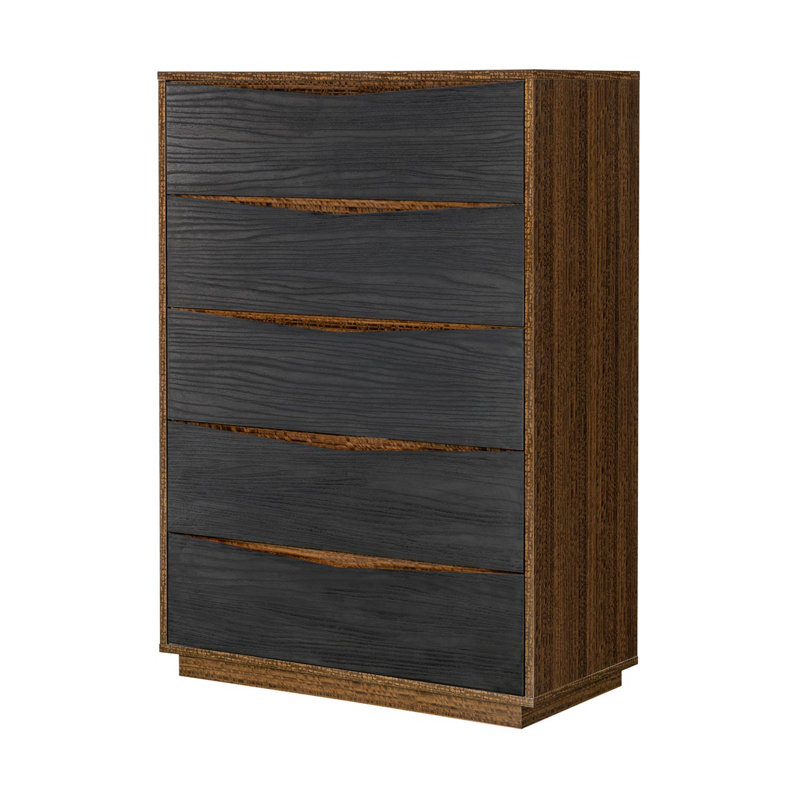 Commode 5 tiroirs Kayner - Gris anthracite