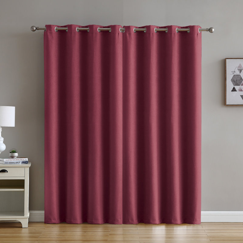 Naiya Solid Grommet Blackout Curtain Panel, 52" x 90", Wine
