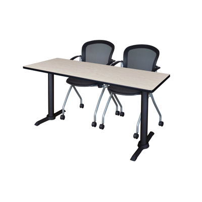 Neyamiah Cain T-Base Training Seminar Table & 2 Cadence Nesting Chairs -  Inbox Zero, C695EF82C0DE429C8740102F22F40985