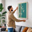 Bamboo in Teal Japandi - Wrapped Canvas-1579515897-1579515903