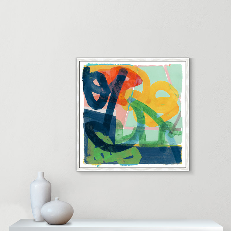 «Dwyer Link» par Cartissi - peinture encadrée, Cadre blanc, H 27,5 po x l 27,5 po x P 0,75 po
