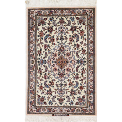 Tapis unique noué à la main ivoire / brun de 2 pi 6 po x 4 pi Greiner