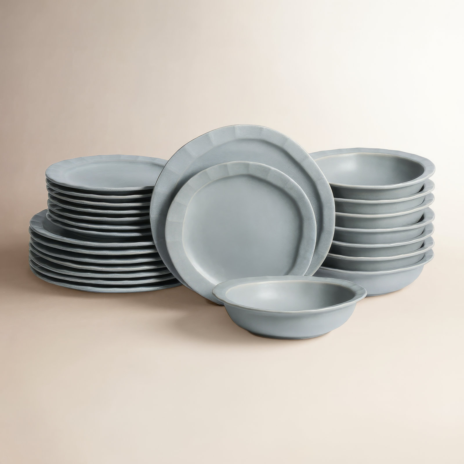 Oasis Stoneware Dinnerware Set, Gray/Blue