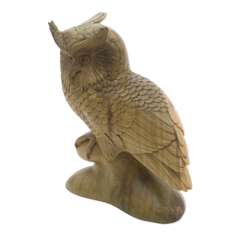 Figurine en bois hibou focused Kiki