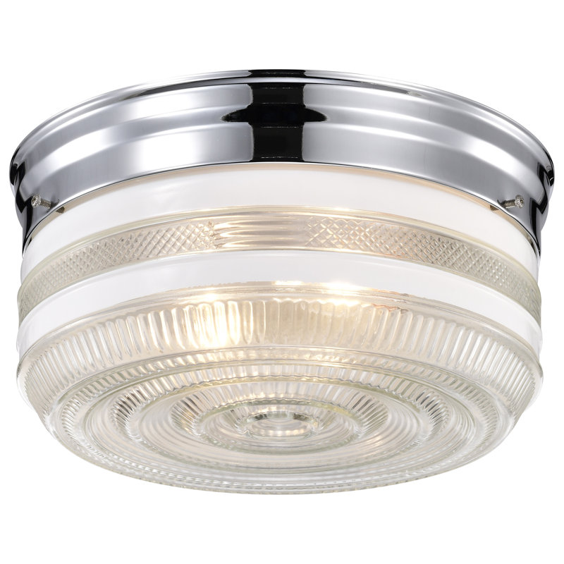 Plafonnier encastré 10 po 2 lumières Karnes, Cristal / blanc, Chrome poli