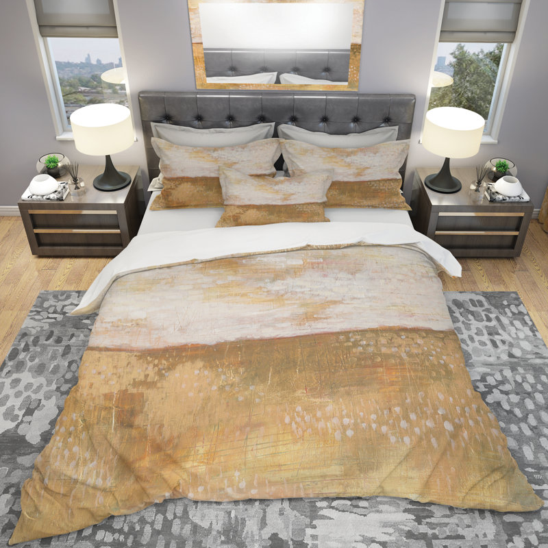 Amber Modern Horizon Abstract Microfiber Duvet Cover Set