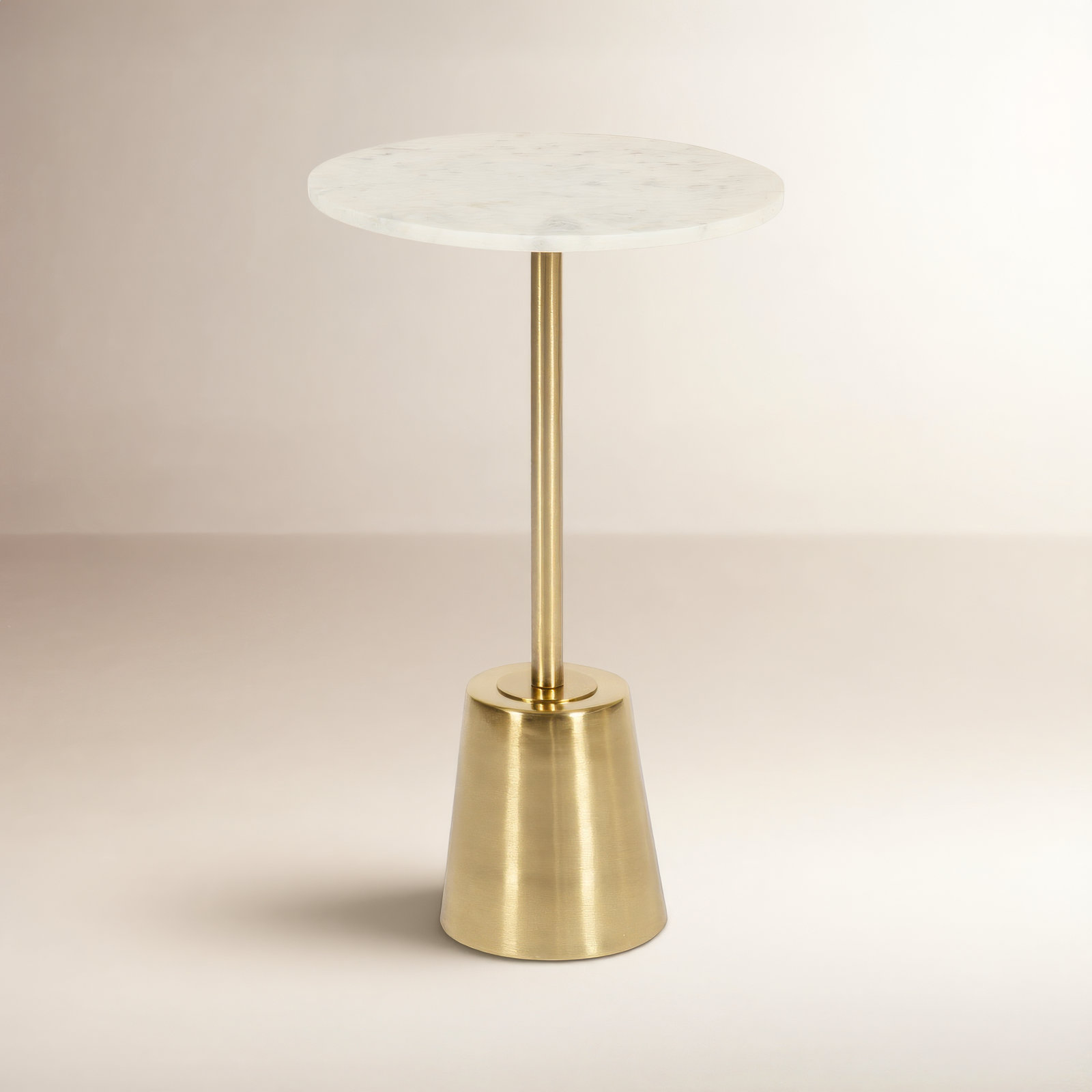 Cemil End Table, Gold, White, 23.25" H x 14" W x 14" D