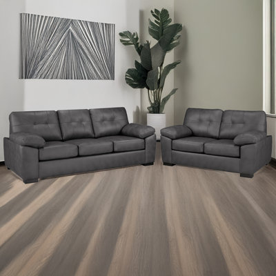 Baynes Fabric Sofa & Loveseat Set, Charcoal
