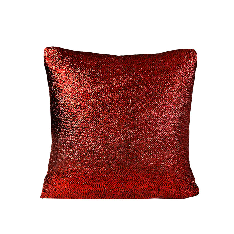 Burgundy Sparkle Polyester Square Throw Pillow with Suede Backing