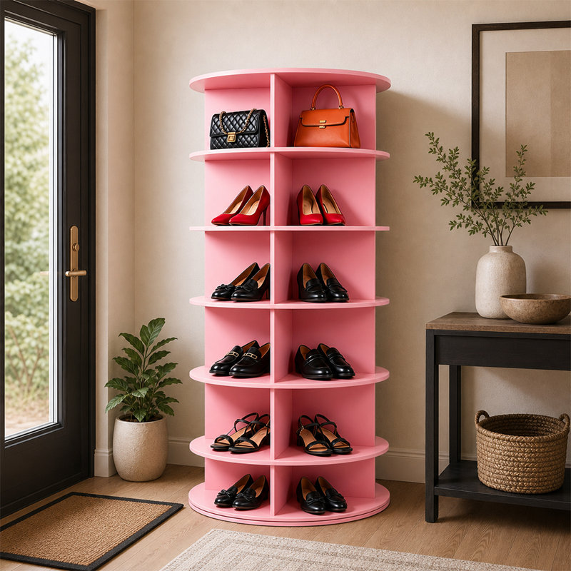 Range-chaussures rotatif à 6 niveaux 24 paires