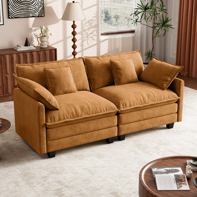 Canapé modulaire en chenille modulaire 76,8 po Mandurah, Orange