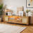 Heyer Large Wood Rattan TV Stand for TVs up to 75" with LED Light and Charging Station, Coastal Media Console Table, Multimedia Storage Furniture with 2 Drawers, Lighting TV Cabinet-110534627