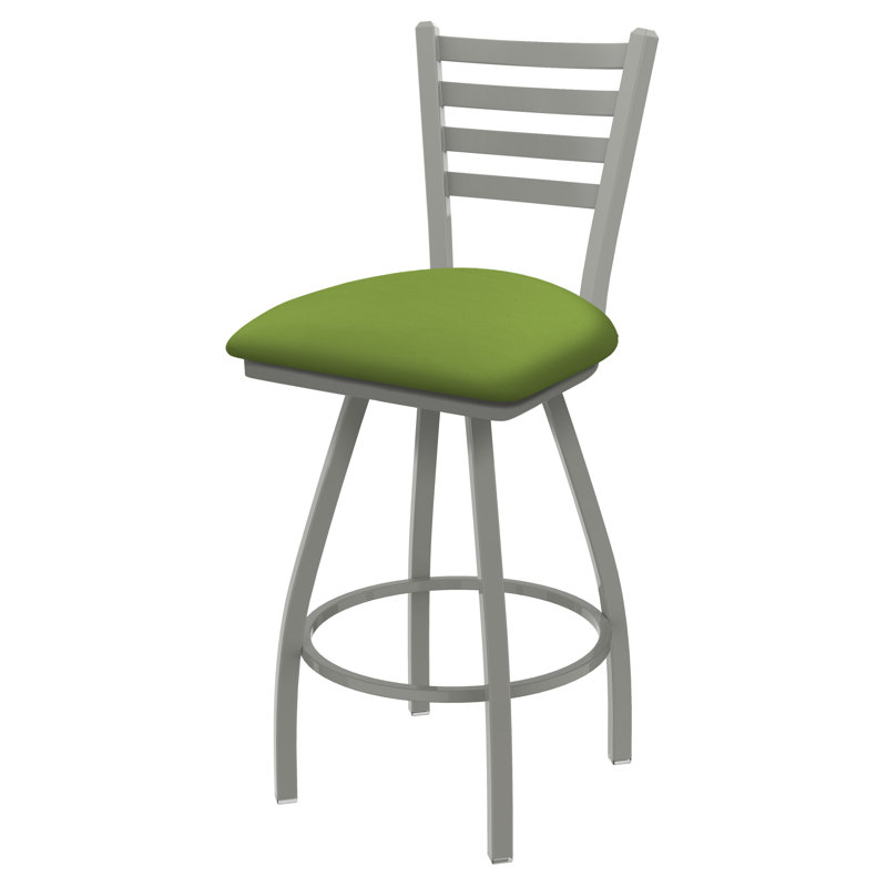 Tabouret de bar pivotant de 36" Evers, Nickel anodisé, Vinyle - vert kiwi Canter, Extra Tall (36” Seat Height)