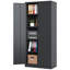 Armoire de rangement en métal 72 po H, armoire verrouillable en acier à outils noir avec portes et 4 tablettes, grands classeurs pour systèmes de rangement de garage