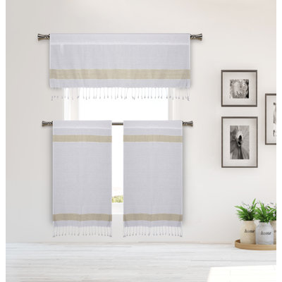 Pythia Cotton Striped Tailored Kitchen Curtain