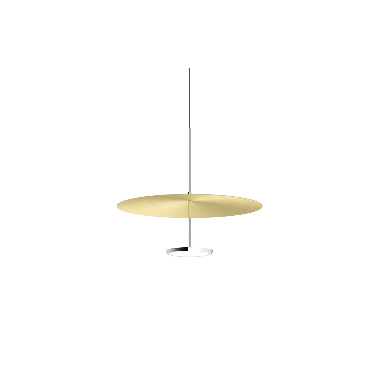 Sky Dome 1 - Light LED Pendant, 17.5" H x 17.5" W x 17.5" D, Brushed Brass, Polished Aluminum
