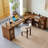 Nut-brown L-Shaped Solid Wood  desk-15740123-15740126