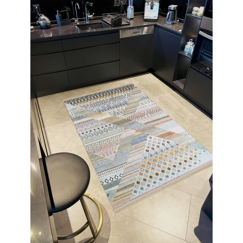 Tapis décoratif multicolore Barcelona, Tapis de couloir 3 pi 9,81 po x 6 pi 6,74 po