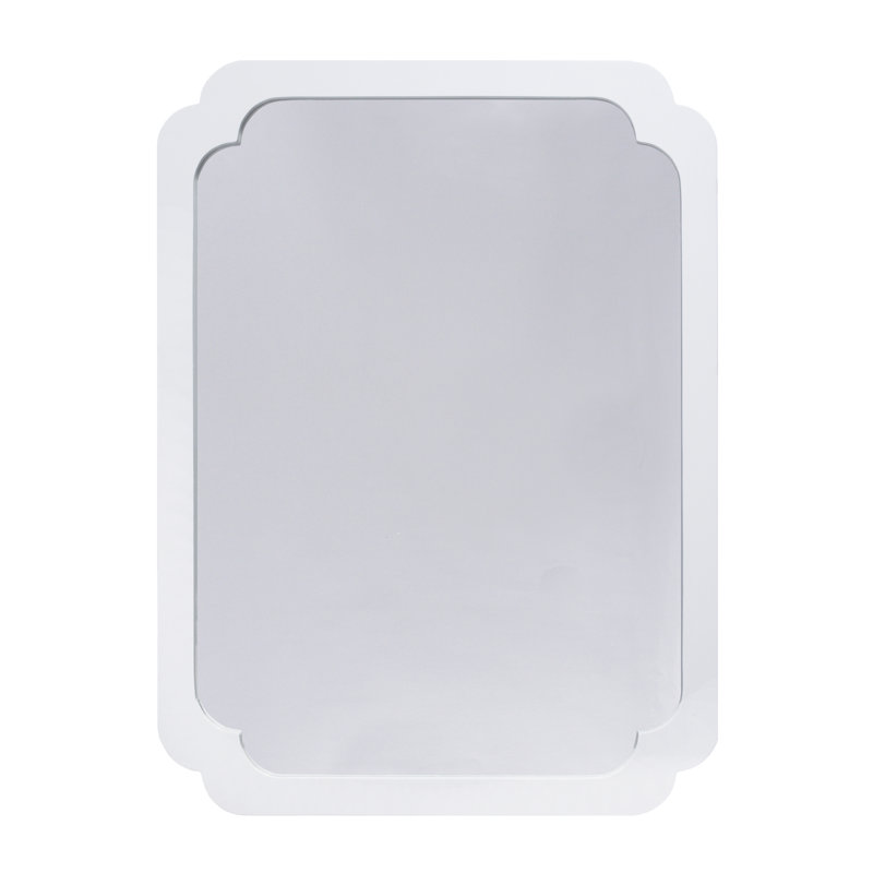 Amelia Rectangle Metal Wall Mirror, White Lacquer