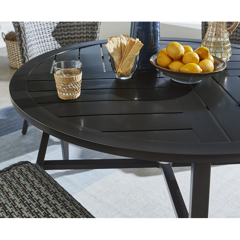 4-Person Dark Brown Aluminum Wicker Outdoor Dining Set