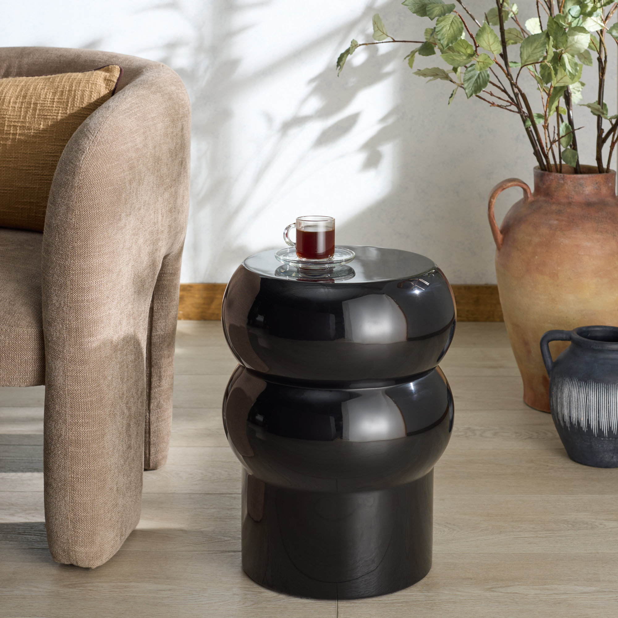 Joyrosa Concrete Accent Table, Black