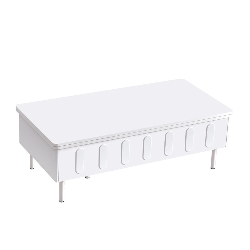 Table basse avec 2 tiroirs, table centrale avec compartiment de rangement caché pour le salon, Blanc