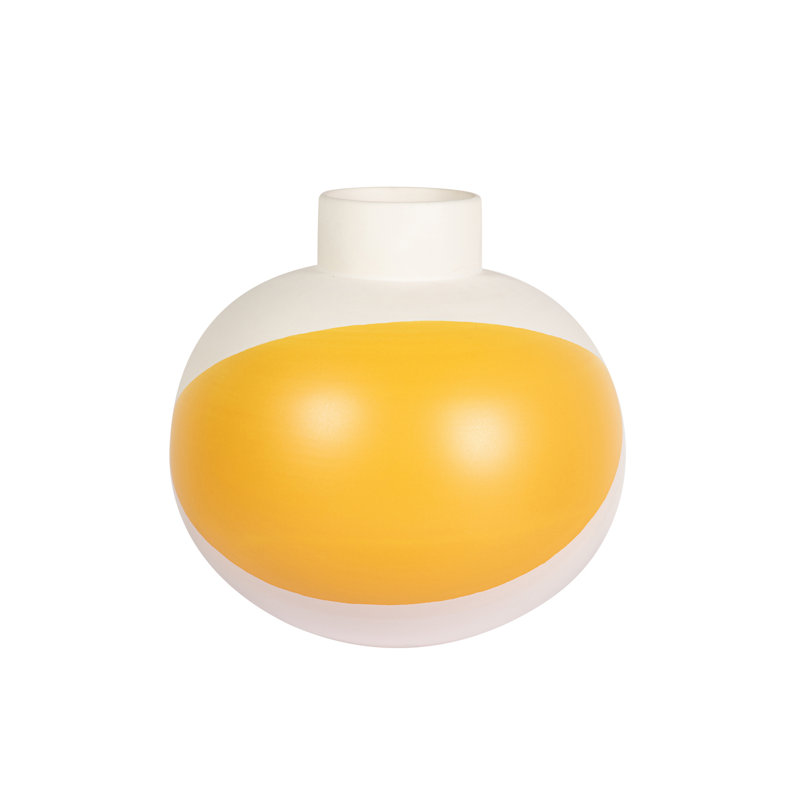 CERAMIC VASE, Beige/Yellow, overall height- 23cm