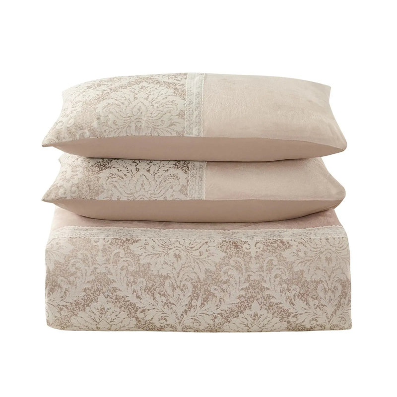 Polyester Floral Duvet Cover, Full Duvet Cover + 2 Pillowcases, Mink