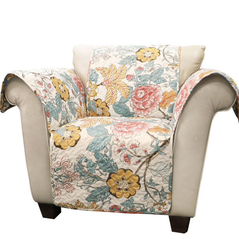 Cozy Cottage Floral Reversible Armchair Protector in Blue/Yellow