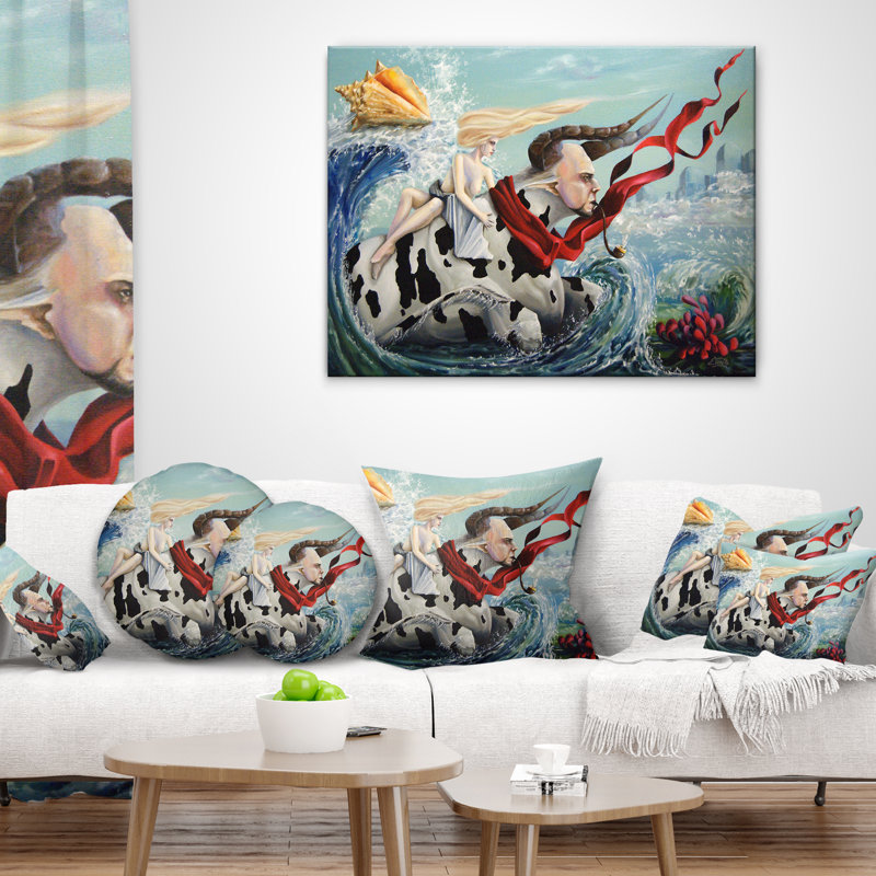  Coussin abstrait «The Rape of Europe», 18 po x 18 po, Coussin décoratif