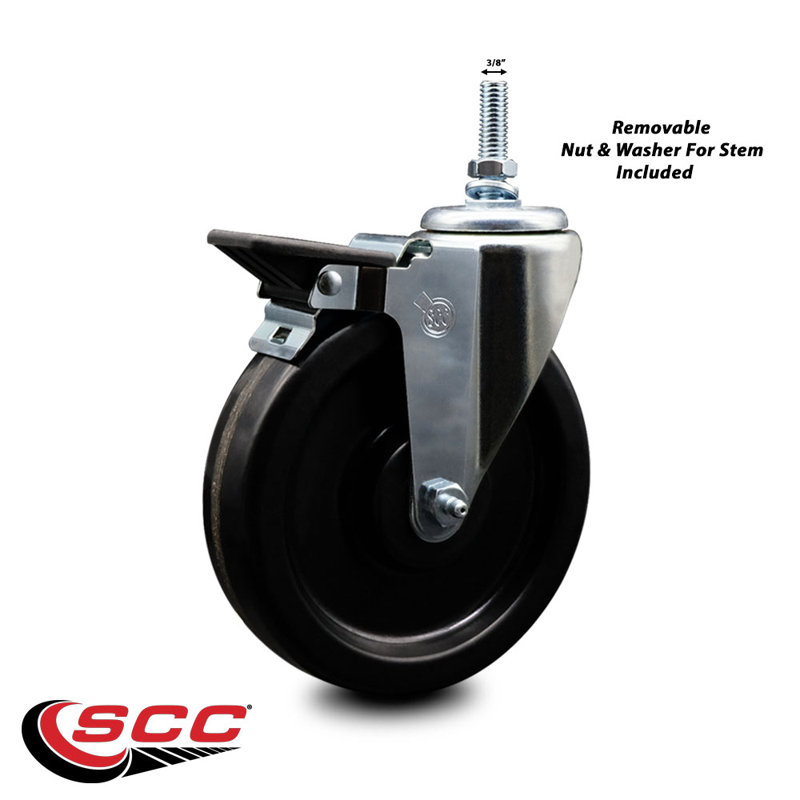 Ensemble de roulettes à tige filetée pivotante avec frein 3/4 po SCC