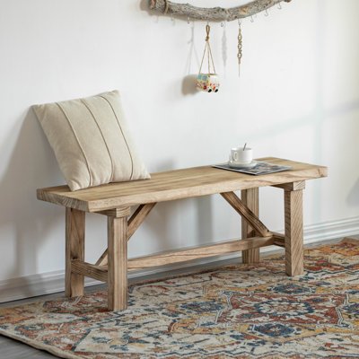 Wooden Bench Farmhouse Entryway Organizer Retro Rustic Accent Seat Natural Wood Armless Design For Living Room Hallway Kitchen Dining Room Stylish & Practical Décor For Indoor Space