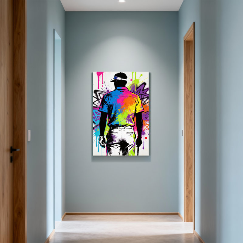 Abstrait coloré, impression de joueur de golf graffiti