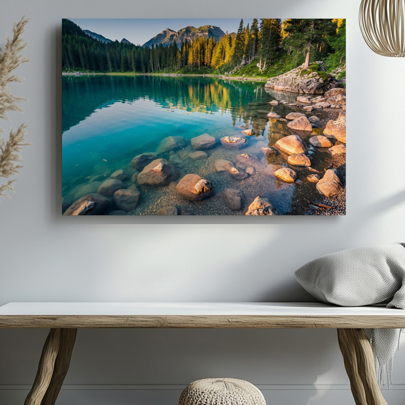 Reproduction d'art sur toile, "Serene Mountain Lake", H 30 po x l 40 po