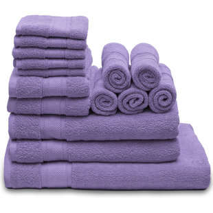Holiday Gift 6-Pack Cotton 100 % Highly Absorbent Shower Towel , Purple 