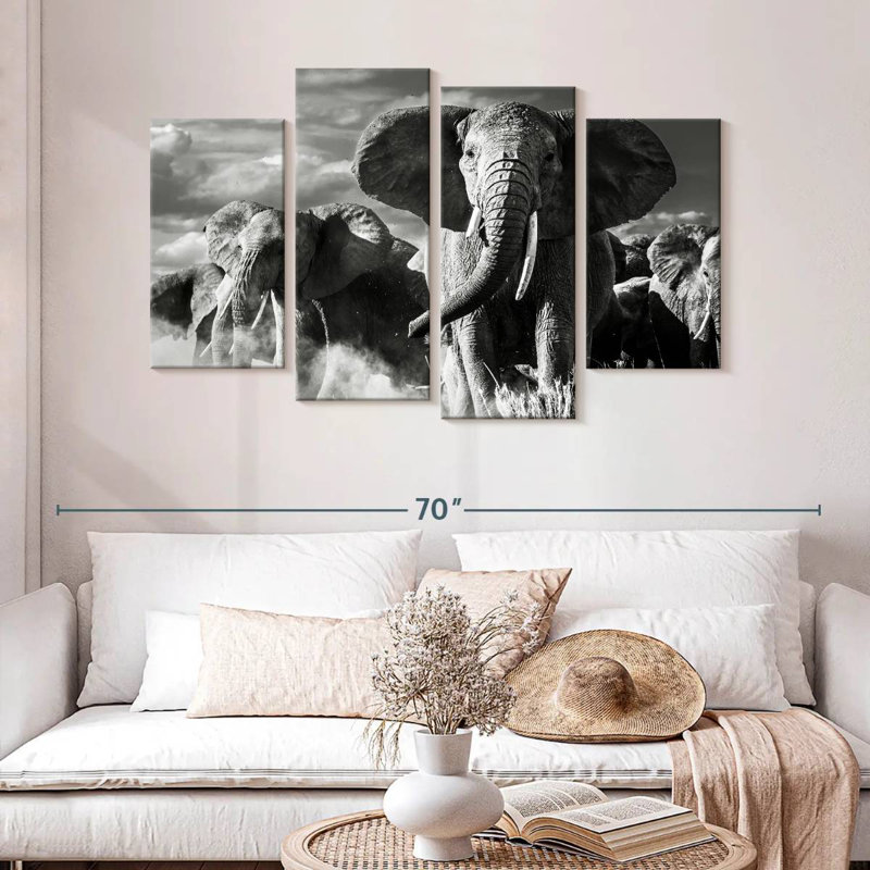 Brampt Elephant Sunset March, 32" H x 52" W