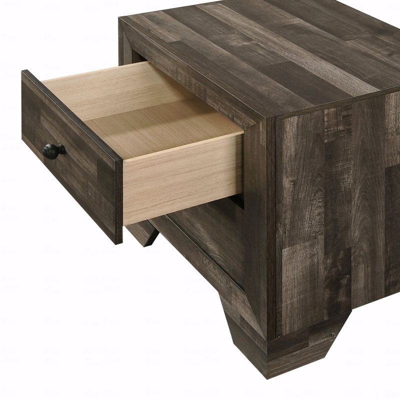 Mobilier de chambre à coucher 1 pièce à 2 tiroirs avec rangement à tiroirs et brun brun, Brun