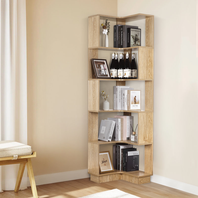 Bibliothèque de coin Kimberlye, H 69,68 po x l 19,68 po x P 19,68 po
