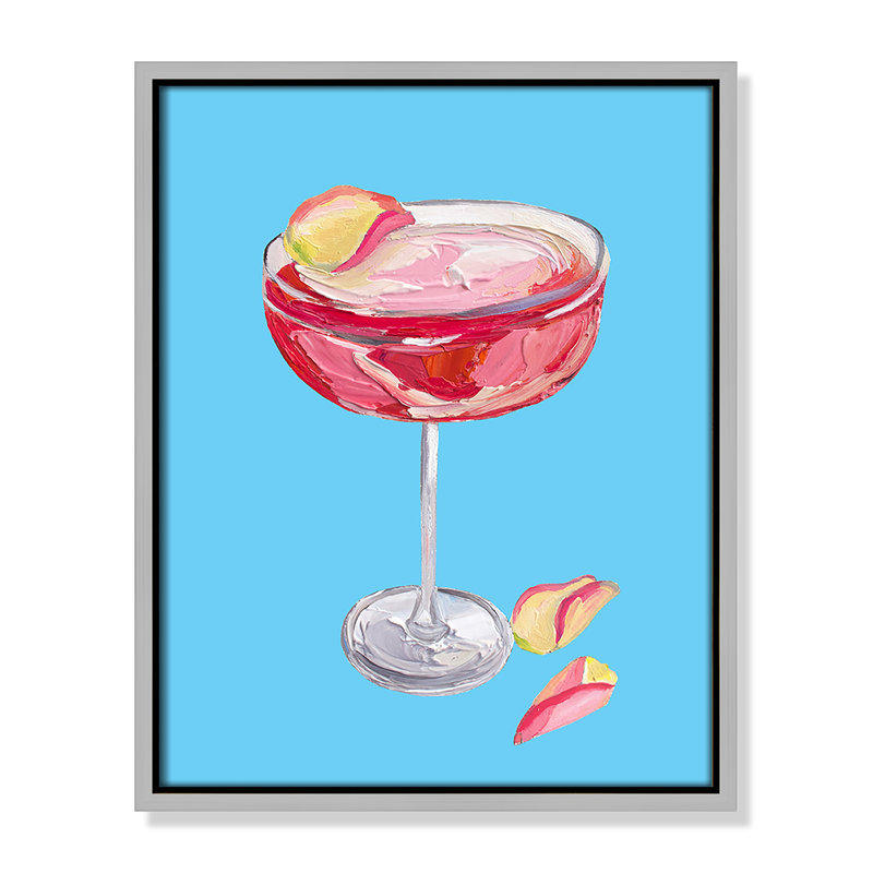Impression de cocktail Straker - Sparkling Rose Gin par Straker, Flottant argenté, H 15,5 po x l 12,5 po