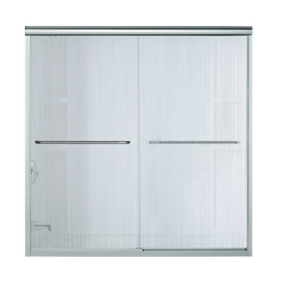 Finesse 59.62'' W x 55.5'' H Bypass Frameless Tub Door with Frosted Glass