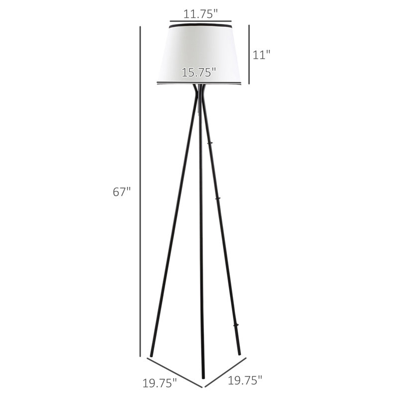 Semeka 67'' Tripod Floor Lamp Set, Black