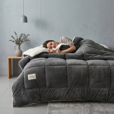 Couette réversible en velours sherpa doux et chaud, idéale en toutes saisons, 135 x 200 cm