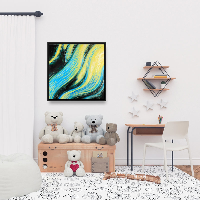 Toile abstraite ondulée liquide magique | Décoration de chambre encadrée