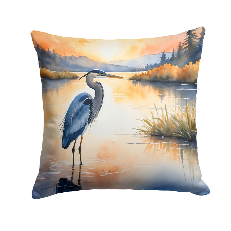 Coussin Blue Heron in the Golden Hour, Carré 14 po